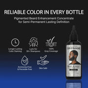 Groomane Semi-Permanent Beard Dye Color Enhancement for Men’s Beards, Hairlines & Fades