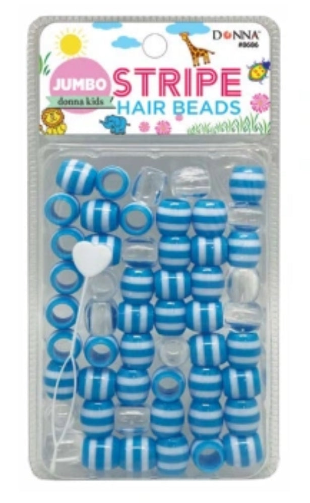 Donna Jumbo Stripe Plastic Hair Beads