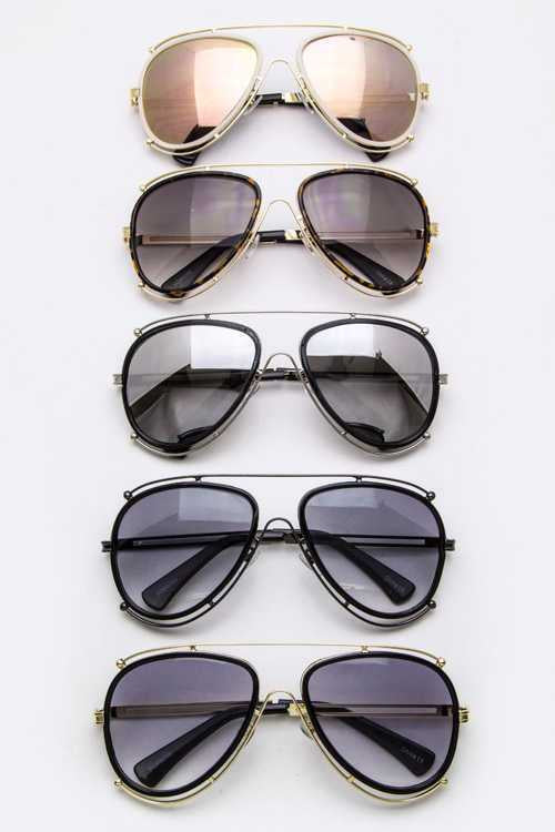 Iconic Double Bars Fashion Aviator Sunglasses