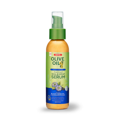 ORS OLIVE OIL
RELAX & RESTORE RETAIN LENGTH SEAL & WRAP SERUM (4 OZ)