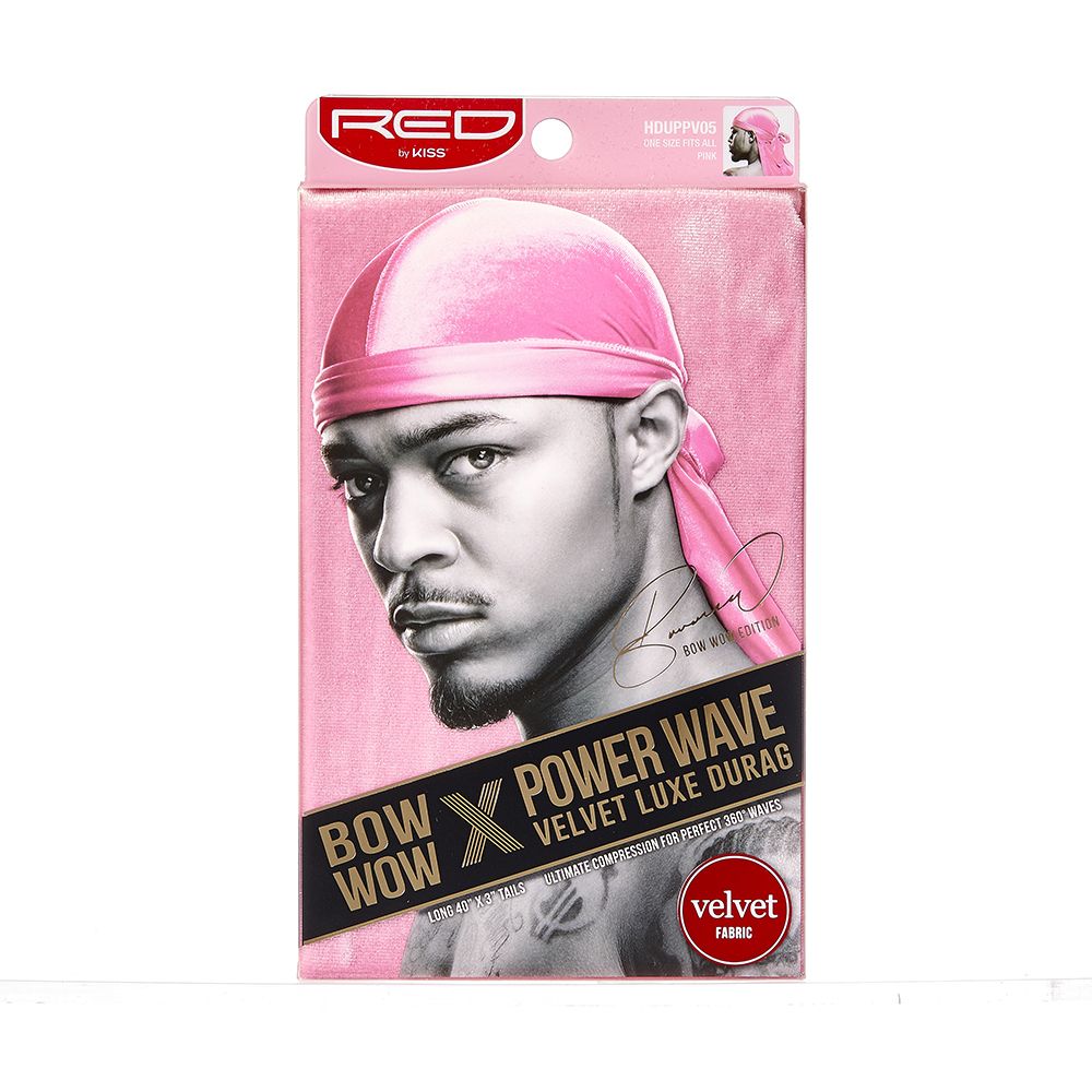 Red by Kiss Bow Wow X Power Wave Checker Silky Durag for Men Waves